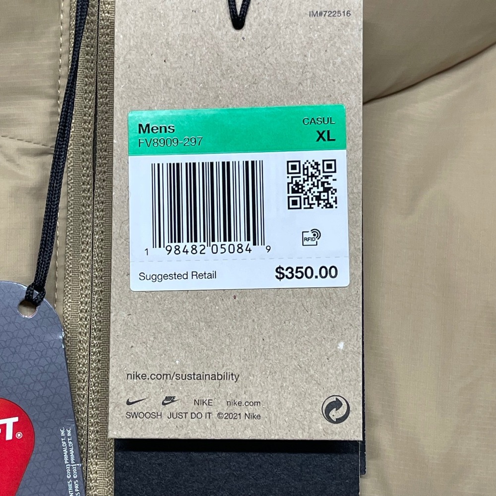 Nike ACG Lunar Lake Jacket Mens XL Tan Brown Therma-FIT ADV Puffer Packable - Picture 9 of 15